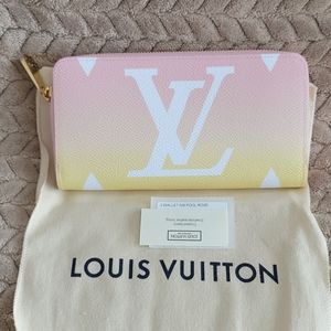 By The Pool Large Zippy Wallet Pink Yellow Canvas